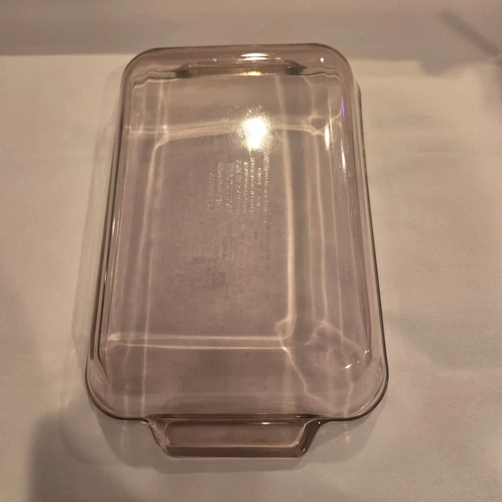 Anchor Hocking Mauve Pink Glass Baking Dish 2 Quart Rectangular Casserole